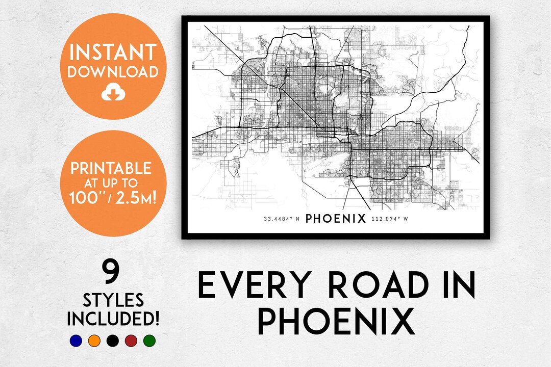 鉛筆画「A road to Arizona」　B5大サイズ Road Map of Arizona - State and Interstate Highways | Hand