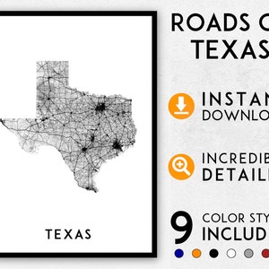 Texas map print, Texas print, Texas state map, USA map, Texas poster, Texas wall art, Map of Texas, Texas art print, Texas map poster