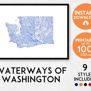 Washington Karte Druck, Washington Druck, Washington Poster, Washington Wandkunst, Karte von Washington, Washington Kunstdruck, WA Karte, USA Karte