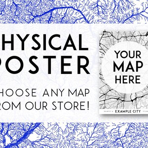 Custom physical poster: choose any map Physical print, poster print, wall art print, map print, poster map, wall decor image 1