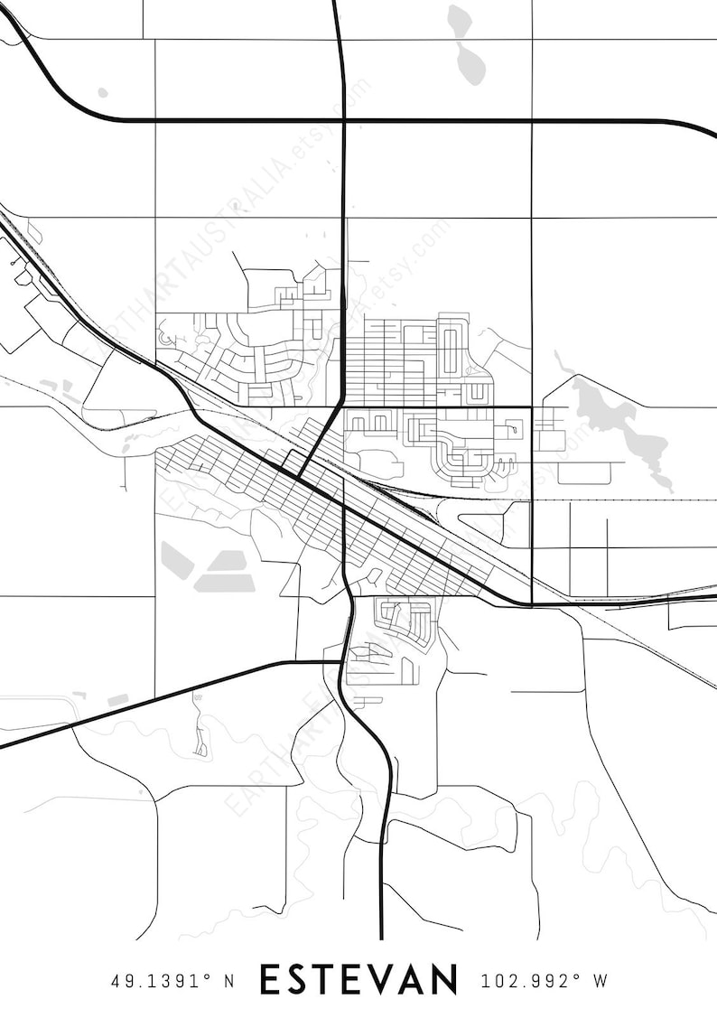 Estevan Map Print Estevan Print Estevan City Map Estevan Etsy