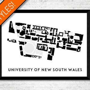 May include: Black and white illustration of the University of New South Wales campus map.