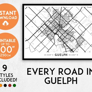Guelph map print, Printable Guelph map art, Guelph print, Ontario Canada map, Guelph art, Guelph poster, Guelph wall art, Ontario map print