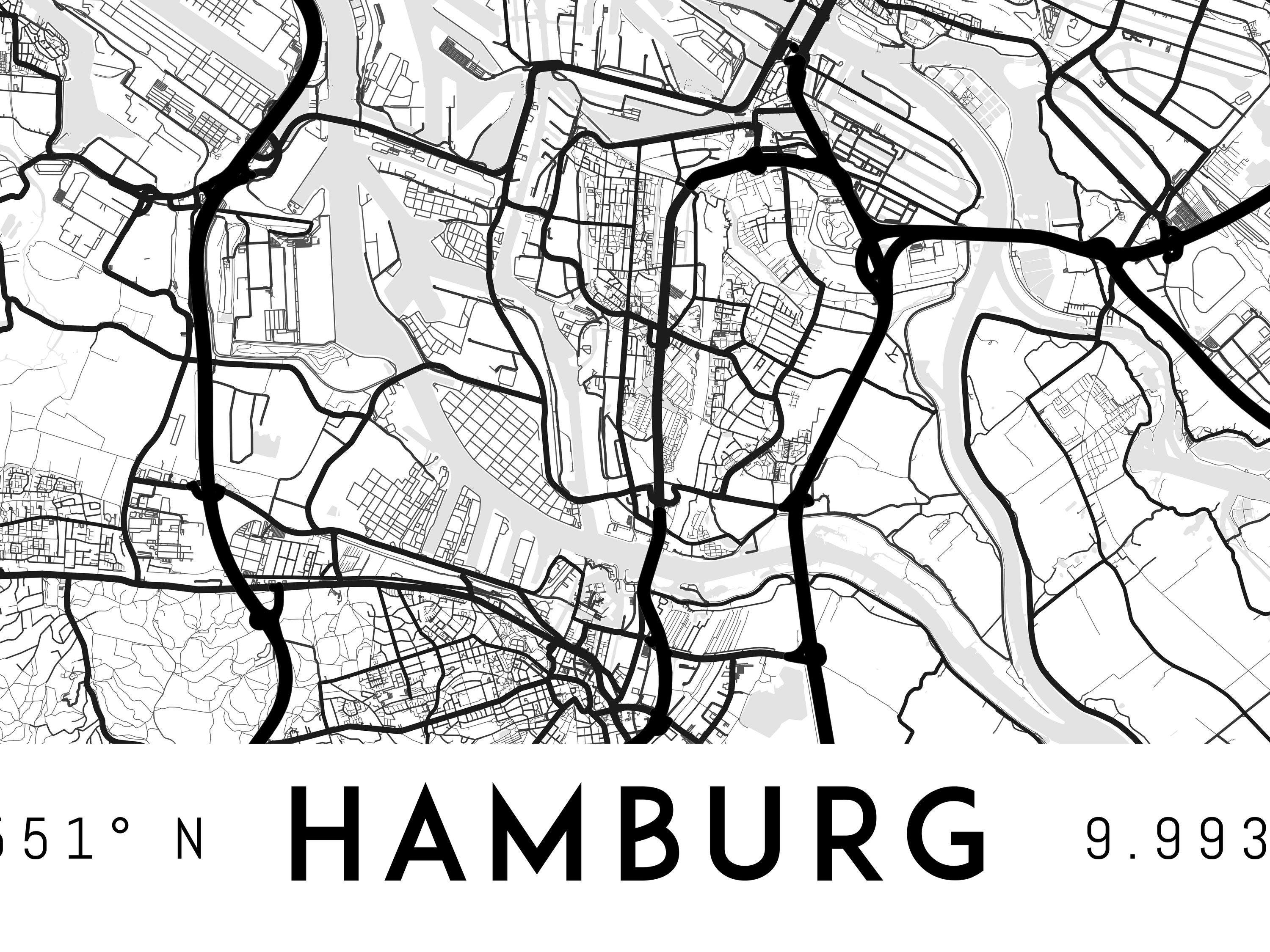 Hamburg Map Print Printable Hamburg Print Hamburg Map Art - Etsy Australia