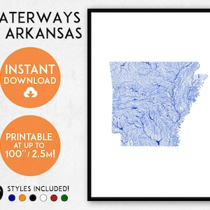 Arkansas map print, Printable Arkansas map art, Arkansas print, USA map, Arkansas art, Arkansas poster, Arkansas wall art, Arkansas rivers