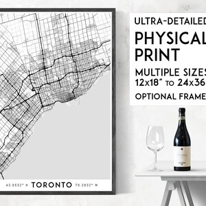 Every Road in Toronto print | Physical Toronto map print, Toronto poster, Toronto wall art, Toronto map art, Toronto art, Canada map print