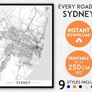 Sydney map print, Sydney print, Sydney city map, Australia map print, Sydney poster map, Sydney wall art, Map of Sydney, Sydney art print