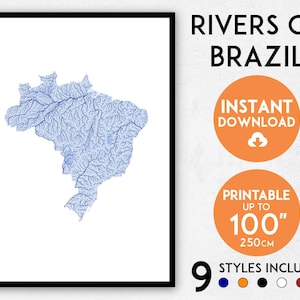 Brazil map print, Brazil print, Brazil poster, Brazil wall art, Map of Brazil, Brazil art print, Brazil gift, Brasil map, Rio de Janeiro map