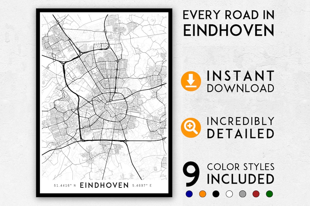 Eindhoven Map Print Eindhoven Print Eindhoven City Map Etsy