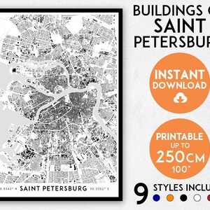 Saint Petersburg map print, St Petersburg print, Saint Petersburg print, Saint Petersburg city map, Russia print, St Petersburg map art