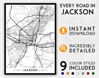 Jackson Mississippi Map Print: Detailed City Poster (Digital Download)
