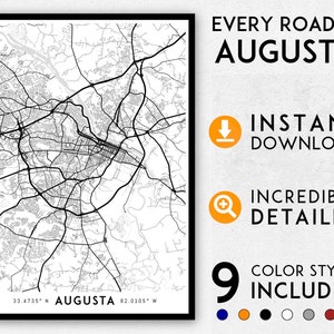 Augusta map print, Augusta print, Georgia map, Augusta city map, Augusta poster, Augusta wall art, Map of Augusta, Augusta art print