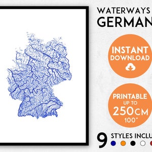 Duitsland kaart afdrukken, Duitsland afdrukken, Duitsland poster, kunst aan de muur Duitsland, kaart van Duitsland, Duitsland kunstdruk, Duitsland kaart poster, Duitsland cadeau