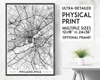 Every Road in Philadelphia print | Physical Philadelphia poster print, Pennsylvania print, Philadelphia art, Philadelphia map art, Wall art