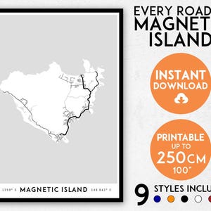 Magnetische Insel Karte, Magnetischer Insel Karte Druck, Magnetische Insel Karte, Queensland Karte, Magnetische Insel Poster, Magnetische Insel Wandkunst