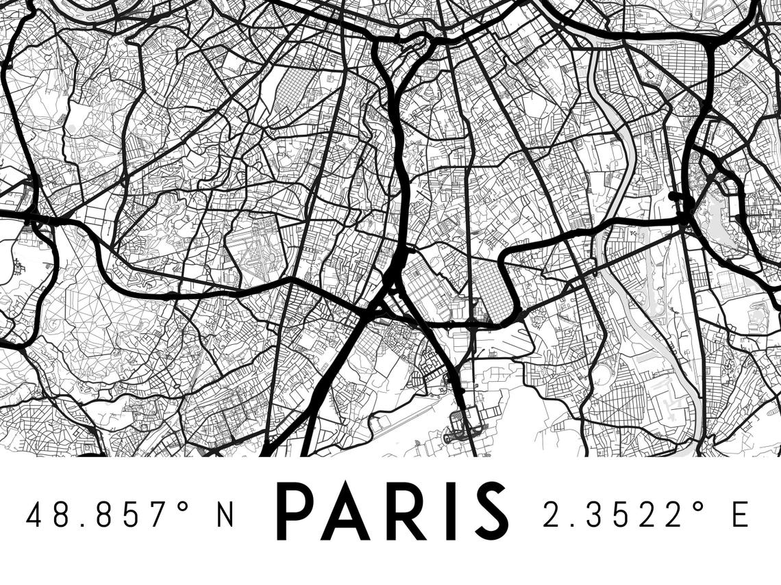 Paris Map Print Printable Paris Map Art France Map France - Etsy