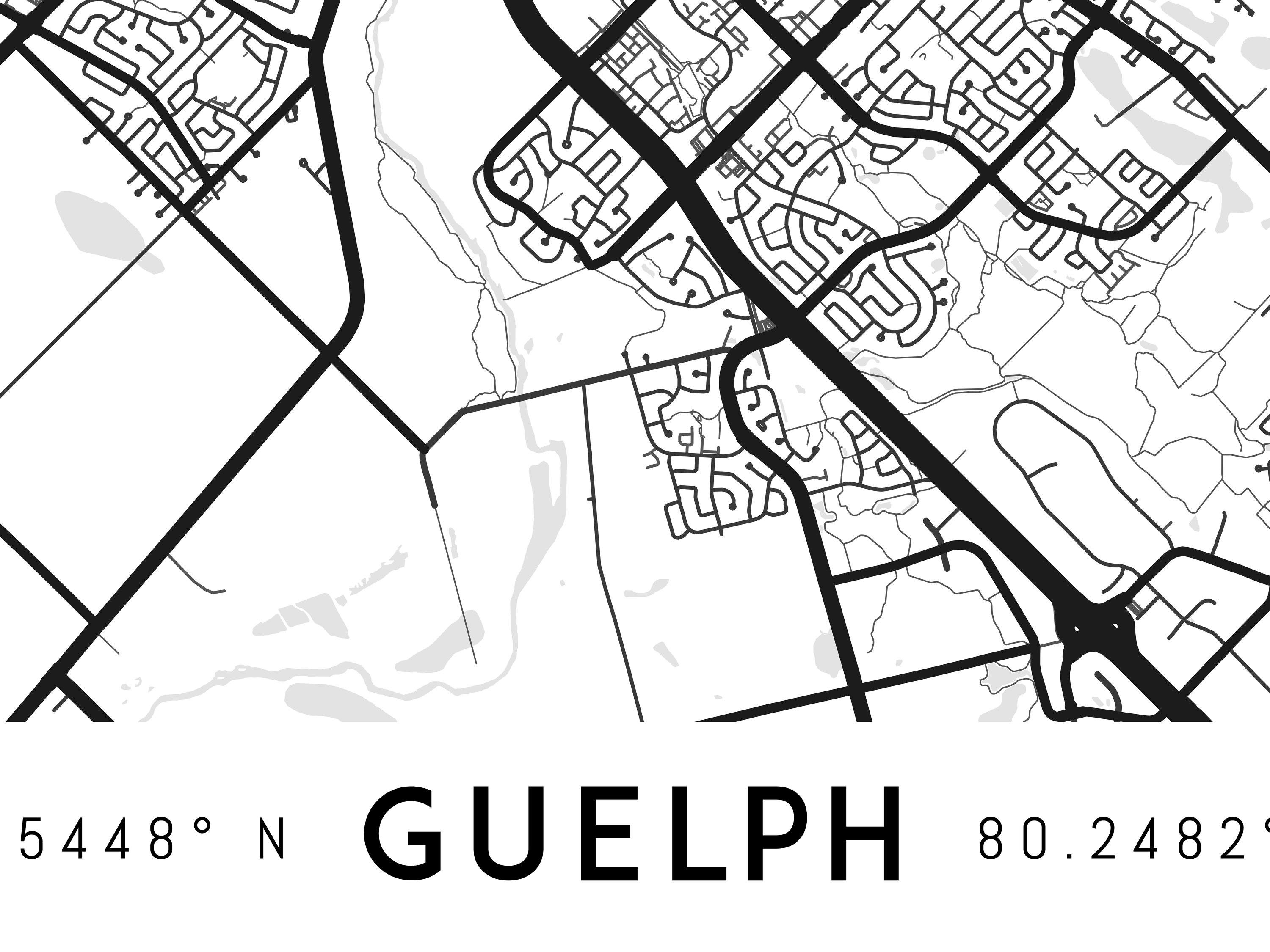 Guelph Map Print Printable Guelph Map Art Guelph Print Etsy Canada
