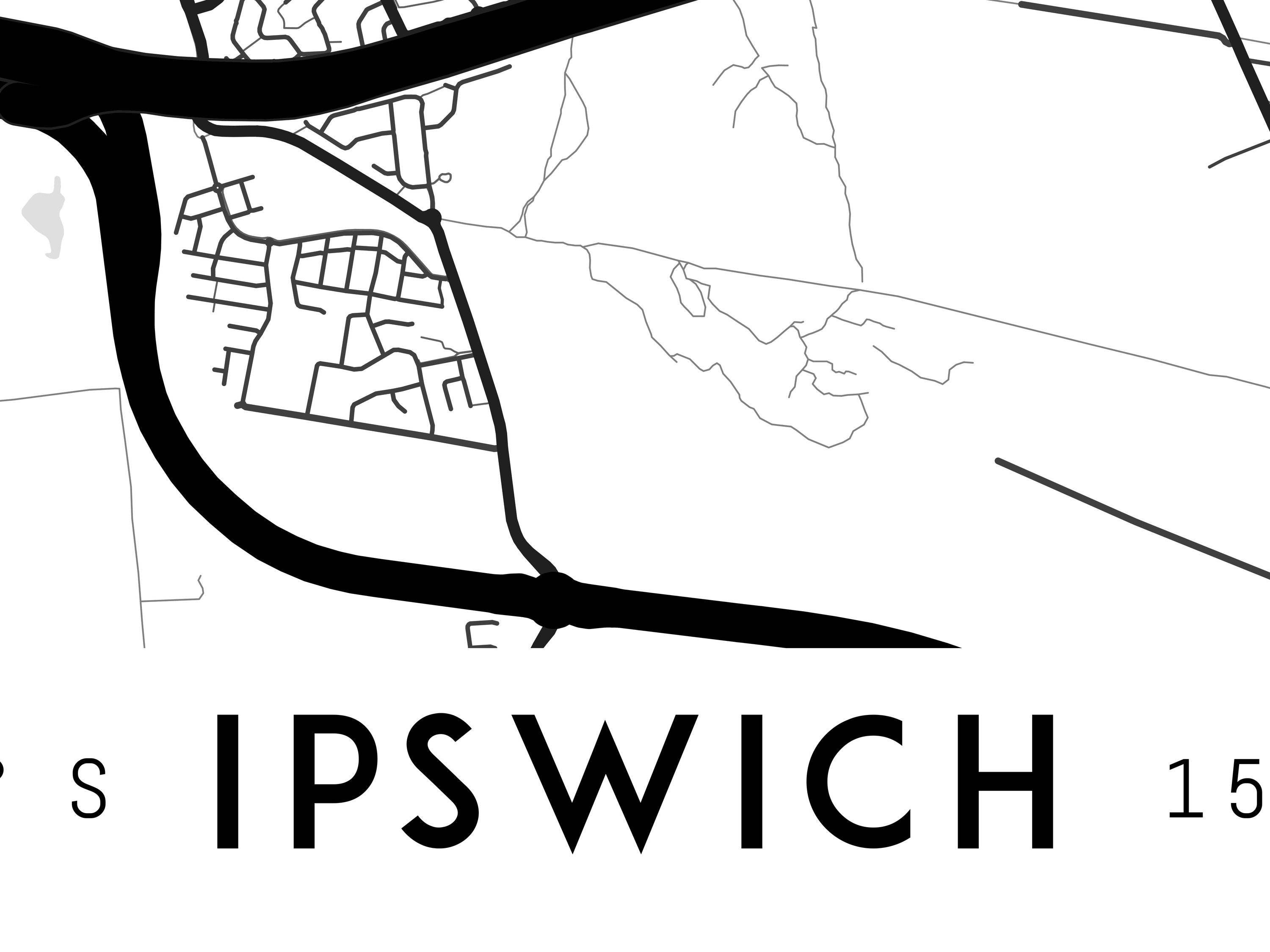 Ipswich Map Print Printable Ipswich Map Art Ipswich Print - Etsy Australia