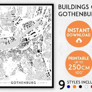 Gothenburg map print, Gothenburg print, Gothenburg city map, Sweden map, Gothenburg poster, Gothenburg wall art, Map of Gothenburg