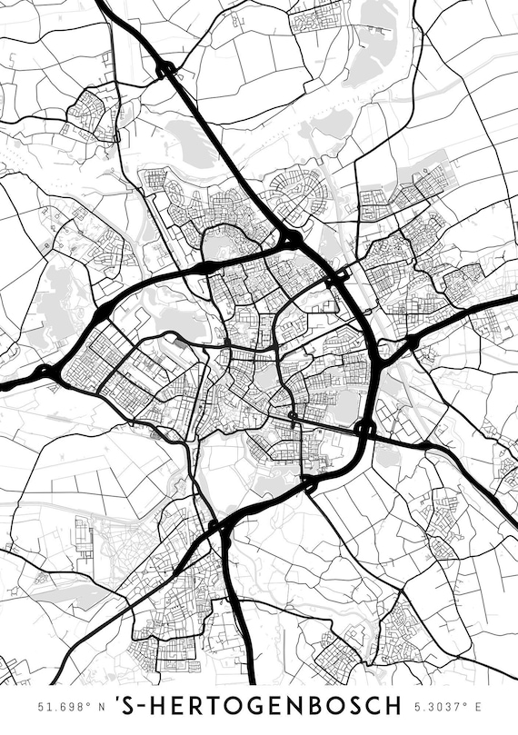 Den Bosch Netherlands Map Den Bosch Map Print Printable The Netherlands Map Art | Etsy