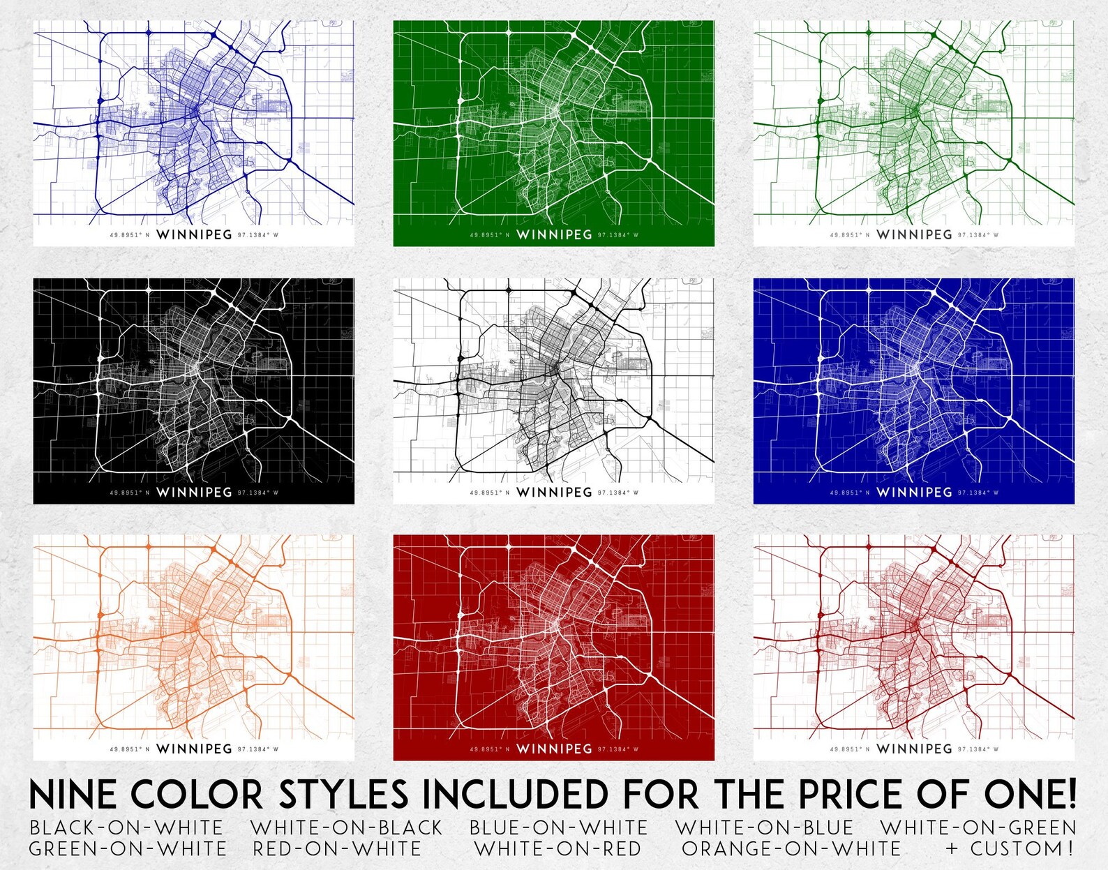 Winnipeg map print Winnipeg print Winnipeg city map Etsy