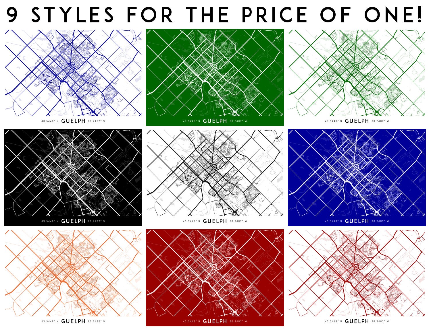 Guelph Map Print Printable Guelph Map Art Guelph Print Etsy Canada