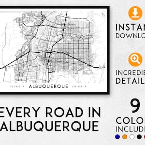 Albuquerque map print, Albuquerque print, Albuquerque city map, New Mexico map, Albuquerque poster, Albuquerque wall art, Map of Albuquerque