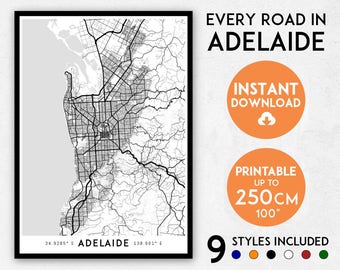 Adelaide map print, Adelaide print, Adelaide city map, Australia map, Adelaide poster, Adelaide wall art, Map of Adelaide, Adelaide art