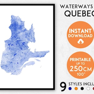 Impression de carte du Québec, impression du Québec, carte du Canada, impression du Canada, affiche du Québec, art mural du Québec, carte du Québec, impression d'art du Québec, carte de la ville de Québec