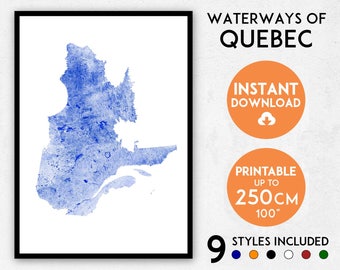 Quebec map print, Quebec print, Canada map, Canada print, Quebec poster, Quebec wall art, Map of Quebec, Quebec art print, Quebec city map