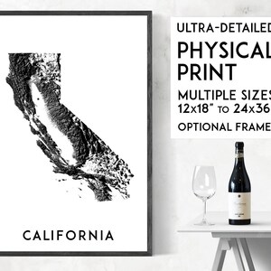 Shadowlands California print | Physical California map print, California poster, California art, California map art, California wall art
