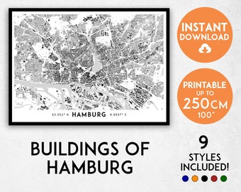 Hamburg Karte, Hamburg Print, Hamburg Stadtplan, Deutschland Karte, Hamburg Poster, Hamburg Wandkunst, Hamburg Karte, Hamburg Kunstdruck