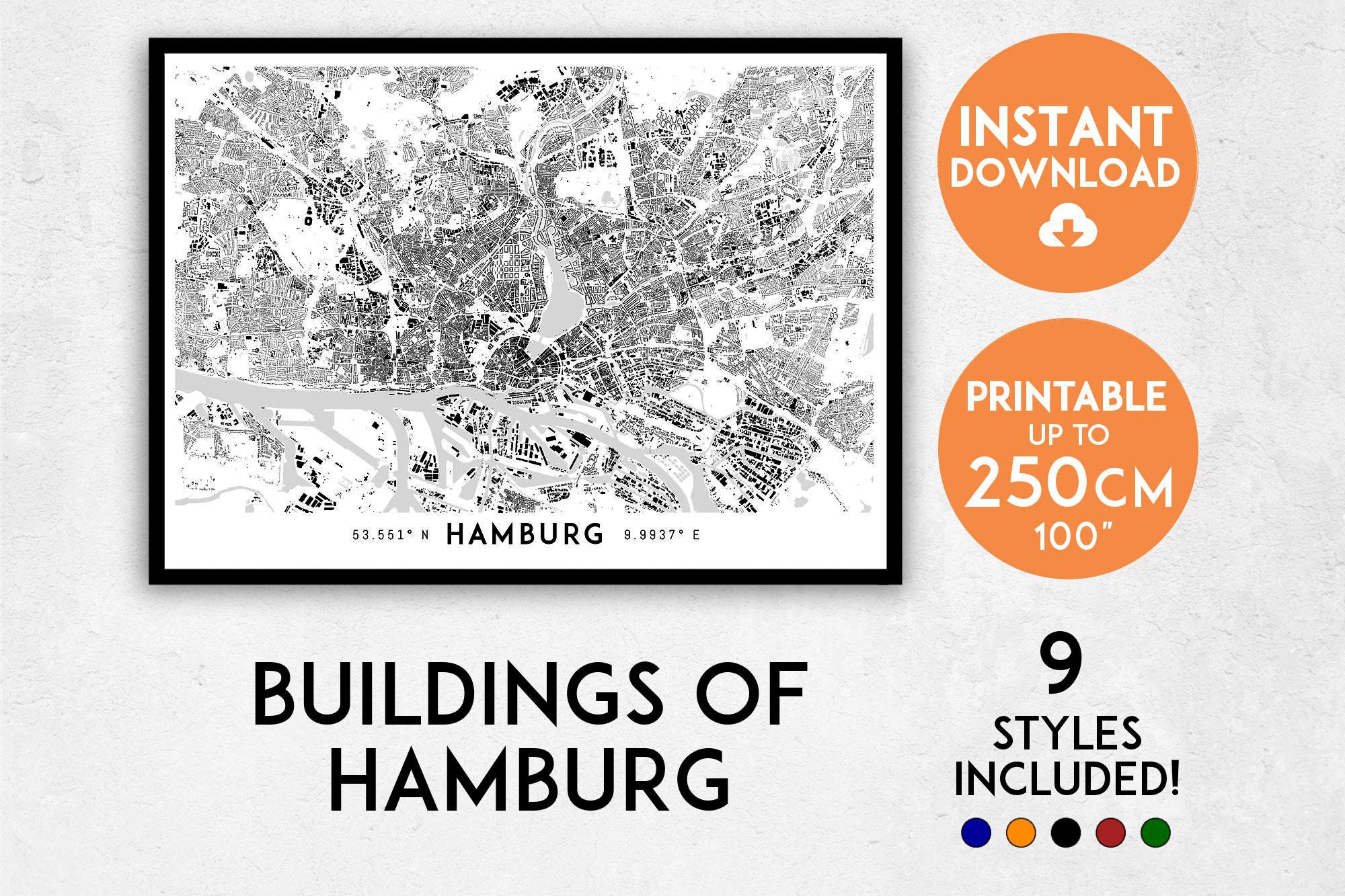 Hamburg map print, Hamburg print, Hamburg city map, Germany map, Hamburg poster, Hamburg wall art, Map of Hamburg, Hamburg art print