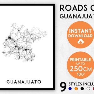 Guanajuato map print, Guanajuato print, Guanajuato city map, Mexico map print, Guanajuato poster, Guanajuato wall art, Map of Guanajuato