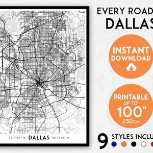 Dallas map print, Dallas print, Dallas city map, Texas map, Dallas poster, Dallas wall art, Map of Dallas, Dallas art print, Texas print