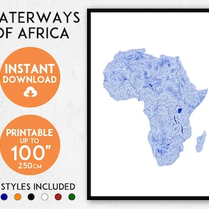 Africa map print, Printable Africa map art, Africa print, Africa art, Africa poster, Africa wall art print, Africa gift, Map of Africa