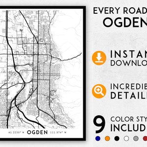 Ogden map print, Ogden print, Ogden city map, Utah map,  Ogden poster, Ogden wall art, Map of Ogden, Ogden art print, Ogden map poster