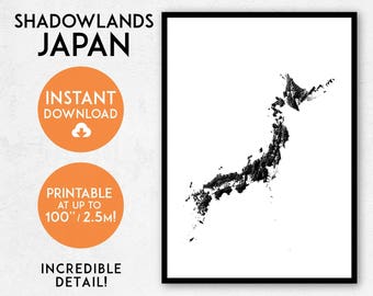 Shadowlands Japan map print, Printable Japan map art, Japan print, Japan art, Japan poster, Japan wall art, Japan gift, Map of Japan, Tokyo