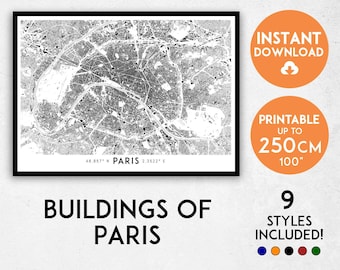 Paris map print, Paris print, Paris city map, Paris poster, Paris wall art, France map Map of Paris, Paris art, Paris map poster, Paris gift