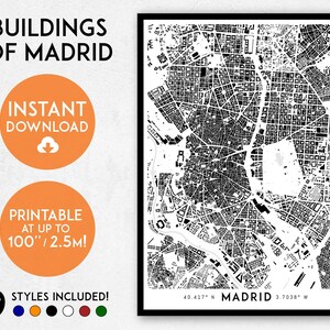 Madrid map print, Printable Madrid map art, Madrid print, Spain map, Madrid art, Madrid poster, Madrid wall art, Madrid gift, Map of Madrid