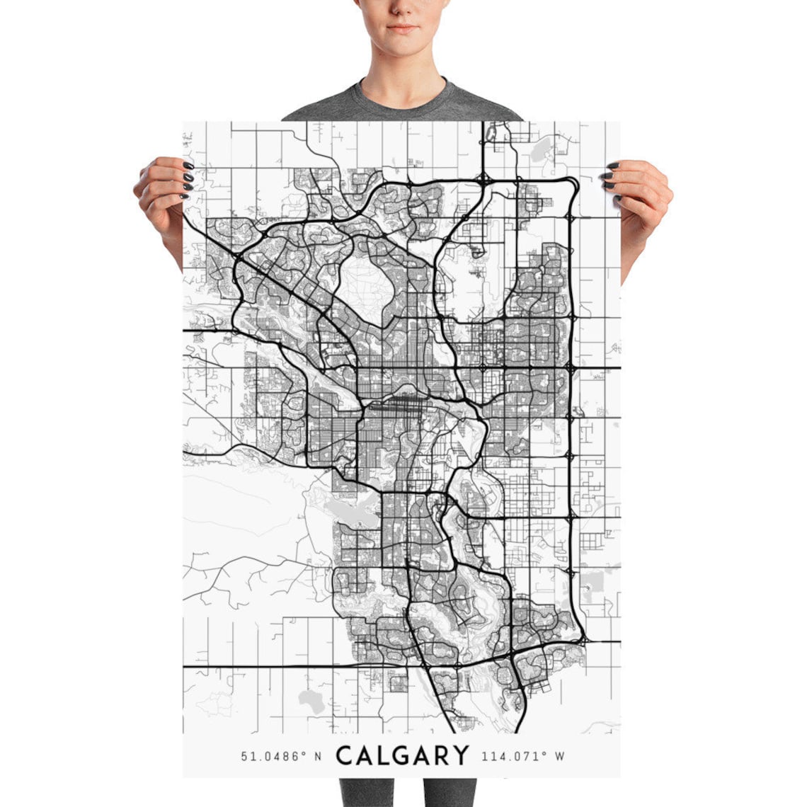 Every Road in Calgary Map Poster Calgary Print Calgary Map Etsy