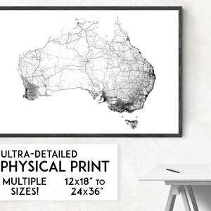 Wegen van Australië kaartposter, Australië print, Australië kaart print, Australië poster, Australië kunst aan de muur, kaart van Australië, Australië kunst