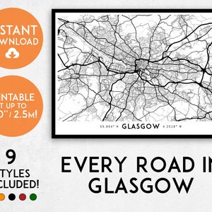 Glasgow Map Art Print: Detailed Scotland City Map (Digital Download)