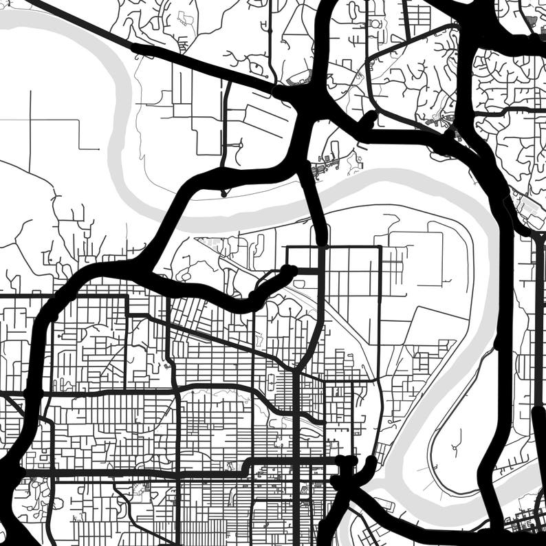 Kansas City map print Printable Missouri map art Kansas