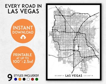 Las Vegas map print, Printable Las Vegas map art, Las Vegas print, Nevada map, Las Vegas art, Las Vegas poster, Las Vegas wall art, USA map