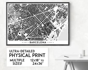 Barcelona Map Print: Detailed Buildings of Spain