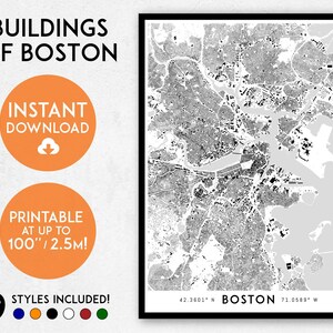 Boston map print, Printable Boston map art, Boston print, Boston art, Boston poster, Boston wall art, Boston city, Massachusetts print art