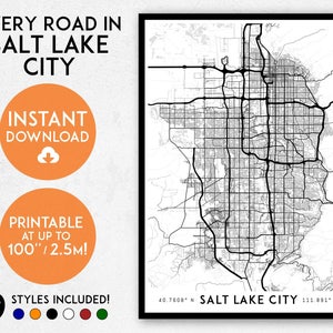 Salt Lake City map print, Printable Salt Lake City map art, Salt Lake City print, Salt Lake City art, Salt Lake City poster, Utah map
