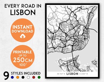 Lisbon Map Print: Detailed Portugal City Art (Digital Download)