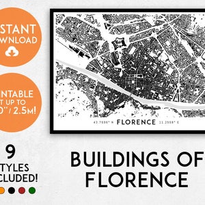 Florence map print, Printable Firenze map art, Firenze print, Tuscany print, Italy map, Florence art, Florence poster, Florence wall art